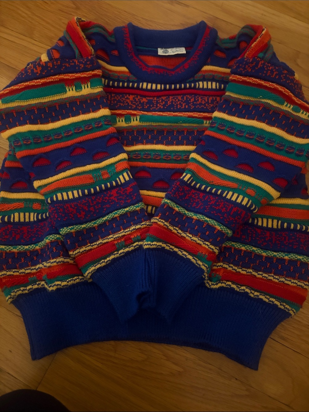 Vintage  Multicolor Knit Sweater - Blue
